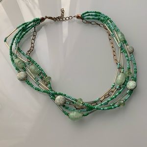 Green & Gold layered necklace